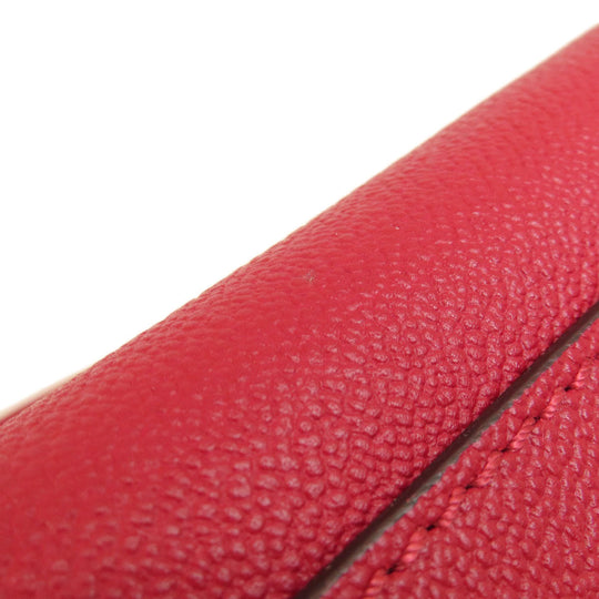 BURBERRY Tote Bag leather Red logo 2WAY Women Used Authentic