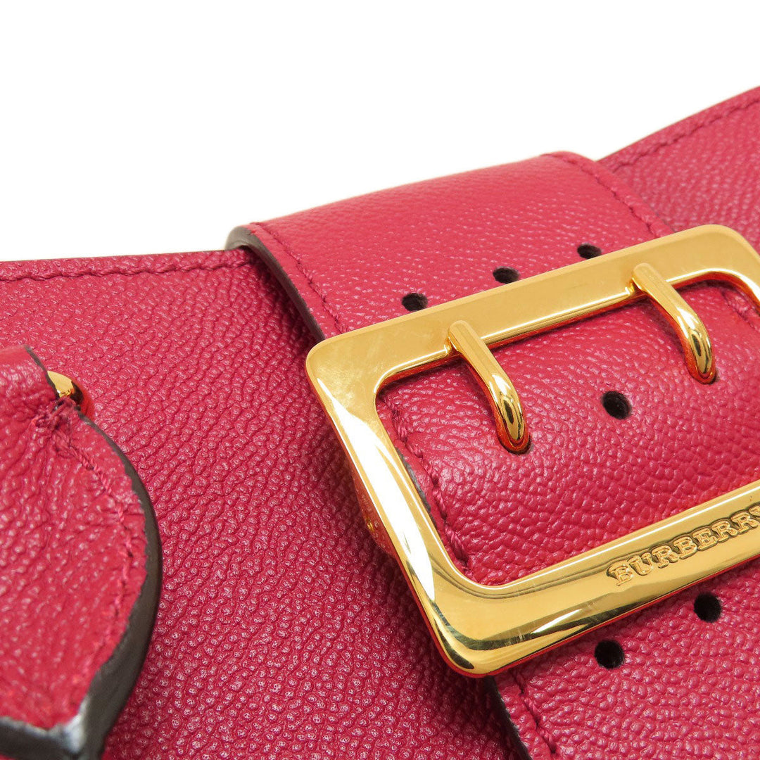 BURBERRY Tote Bag leather Red logo 2WAY Women Used Authentic