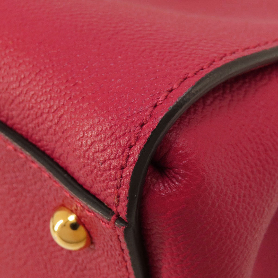 BURBERRY Tote Bag leather Red logo 2WAY Women Used Authentic