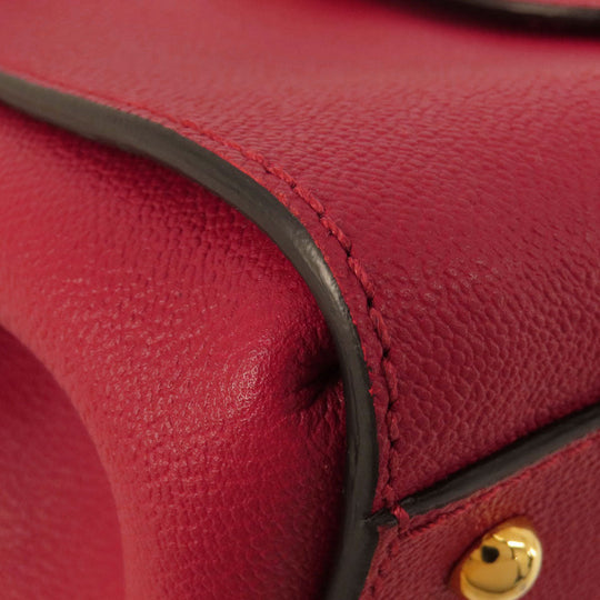 BURBERRY Tote Bag leather Red logo 2WAY Women Used Authentic