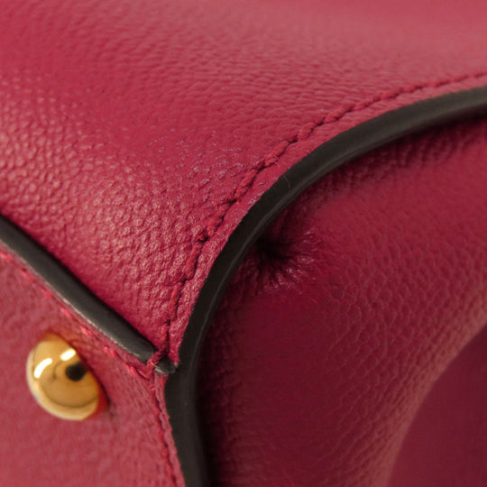 BURBERRY Tote Bag leather Red logo 2WAY Women Used Authentic