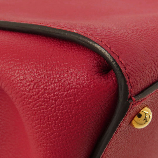 BURBERRY Tote Bag leather Red logo 2WAY Women Used Authentic