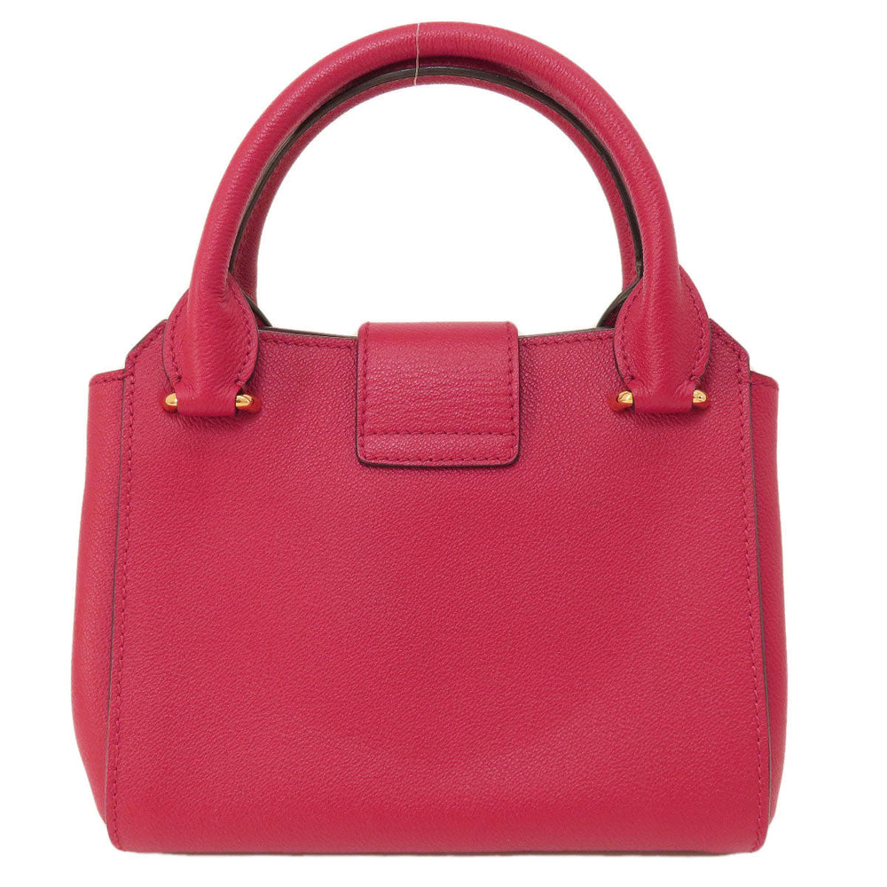 BURBERRY Tote Bag leather Red logo 2WAY Women Used Authentic