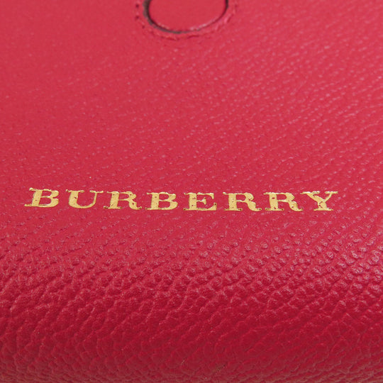 BURBERRY Tote Bag leather Red logo 2WAY Women Used Authentic