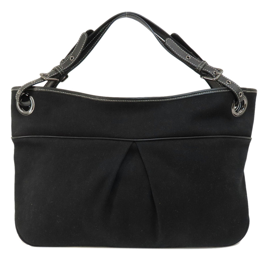 BURBERRY Tote Bag canvas black Burberry logo Women Used Authentic