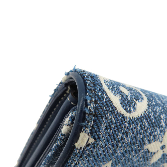 LOUIS VUITTON Long Wallet Purse M81183 denim blue Portefeuille Sarah Aline Blue Women Used Authentic