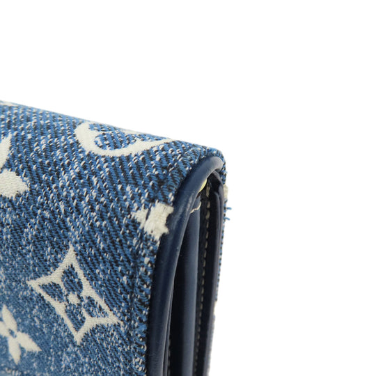 LOUIS VUITTON Long Wallet Purse M81183 denim blue Portefeuille Sarah Aline Blue Women Used Authentic