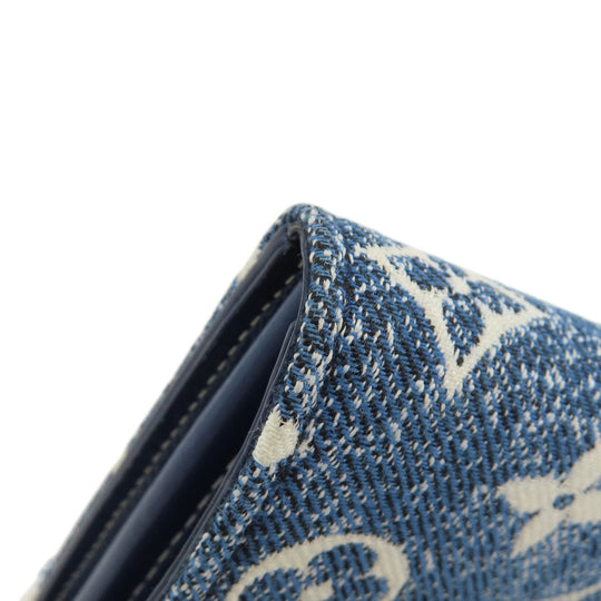 LOUIS VUITTON Long Wallet Purse M81183 denim blue Portefeuille Sarah Aline Blue Women Used Authentic