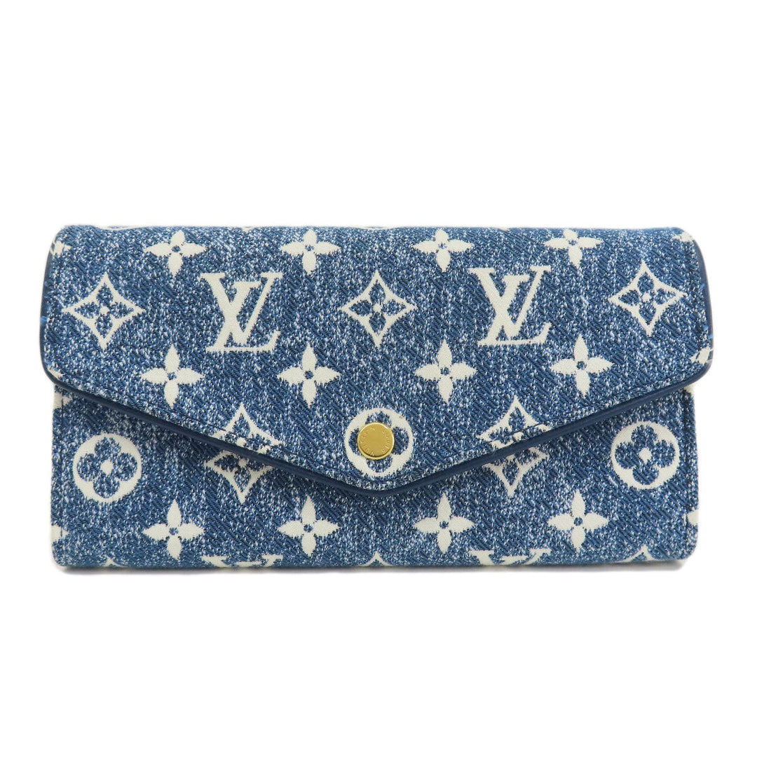 LOUIS VUITTON Long Wallet Purse M81183 denim blue Portefeuille Sarah Aline Blue Women Used Authentic