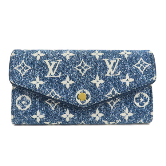 LOUIS VUITTON Long Wallet Purse M81183 denim blue Portefeuille Sarah Aline Blue Women Used Authentic