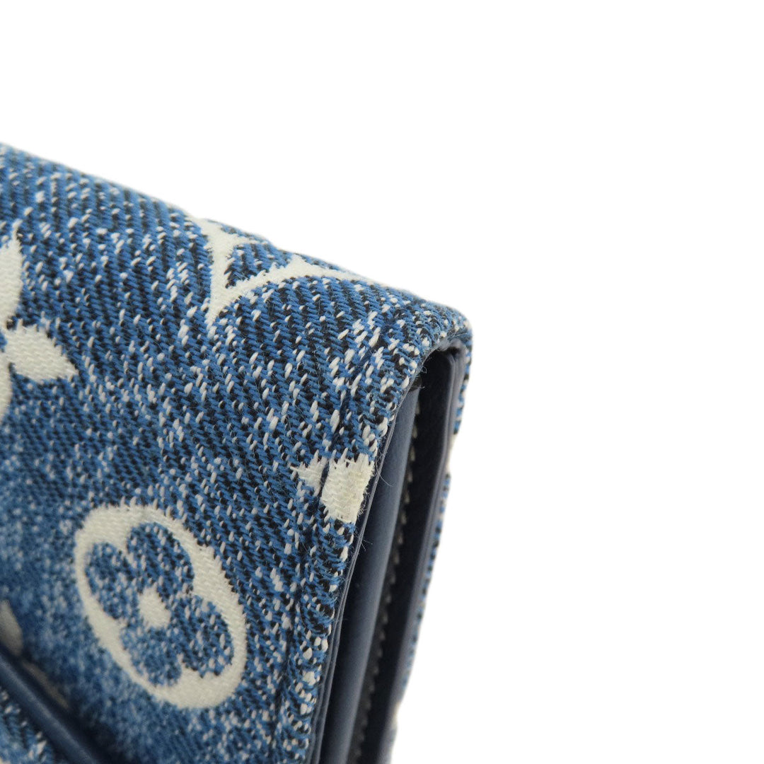 LOUIS VUITTON Long Wallet Purse M81183 denim blue Portefeuille Sarah Aline Blue Women Used Authentic