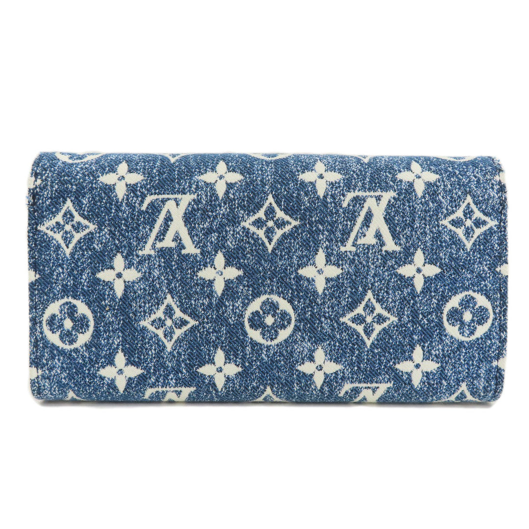 LOUIS VUITTON Long Wallet Purse M81183 denim blue Portefeuille Sarah Aline Blue Women Used Authentic