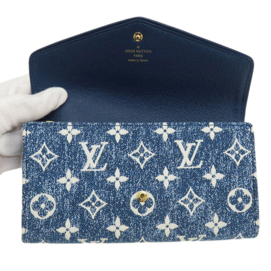 LOUIS VUITTON Long Wallet Purse M81183 denim blue Portefeuille Sarah Aline Blue Women Used Authentic