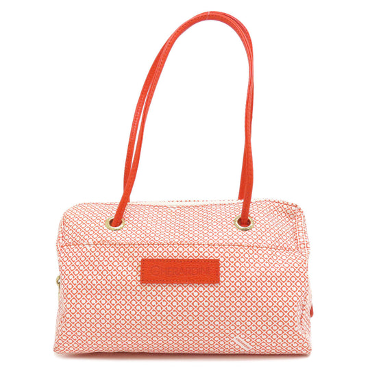 GHERARDINI Handbag Polyester, polyurethane coating Orange Logo motif softy Women Used Authentic