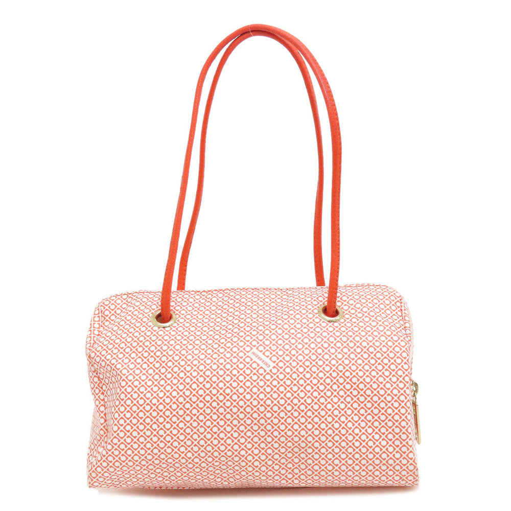 GHERARDINI Handbag Polyester, polyurethane coating Orange Logo motif softy Women Used Authentic