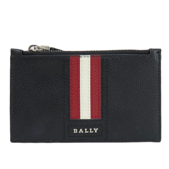 BALLY Card Case leather black Barry Stripe mens Used Authentic