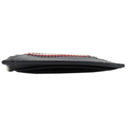 BALLY Card Case leather black Barry Stripe mens Used Authentic