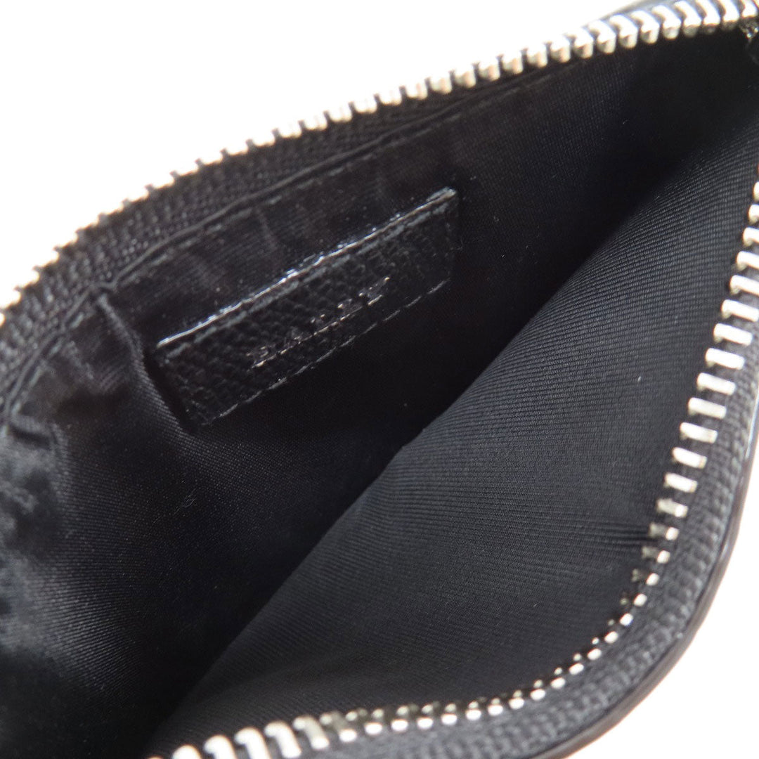 BALLY Card Case leather black Barry Stripe mens Used Authentic