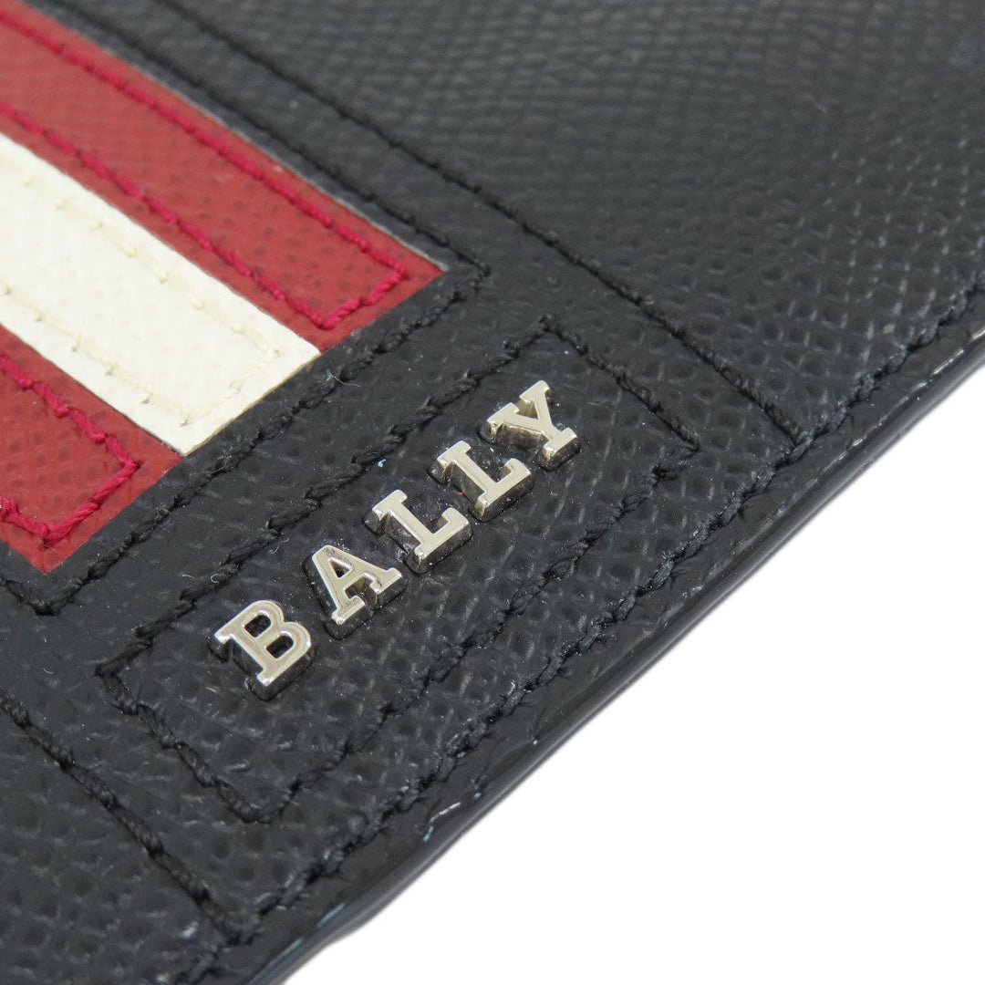 BALLY Card Case leather black Barry Stripe mens Used Authentic