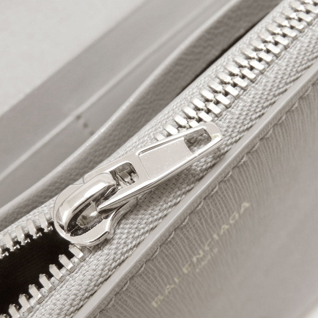 BALENCIAGA Long Wallet Purse 490624 leather gray logo Women Used Authentic