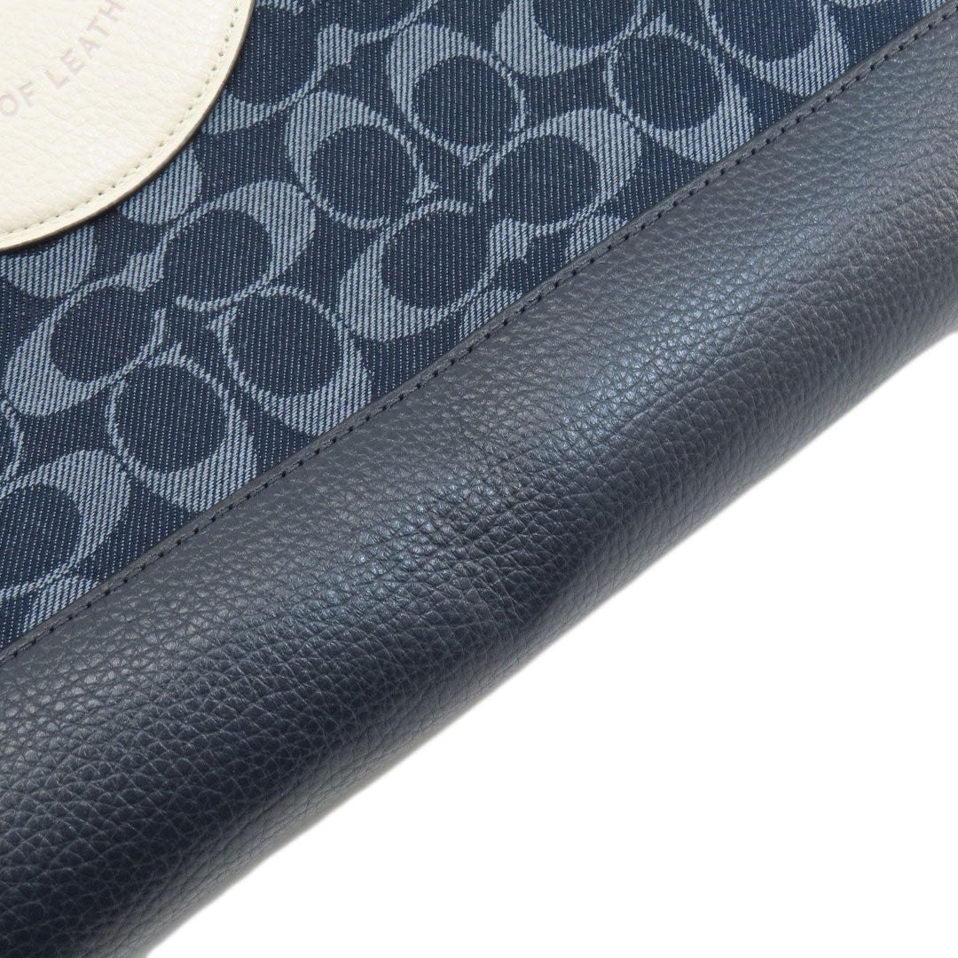 COACH Tote Bag C2827 canvas blue Signature 2WAY Women Used Authentic