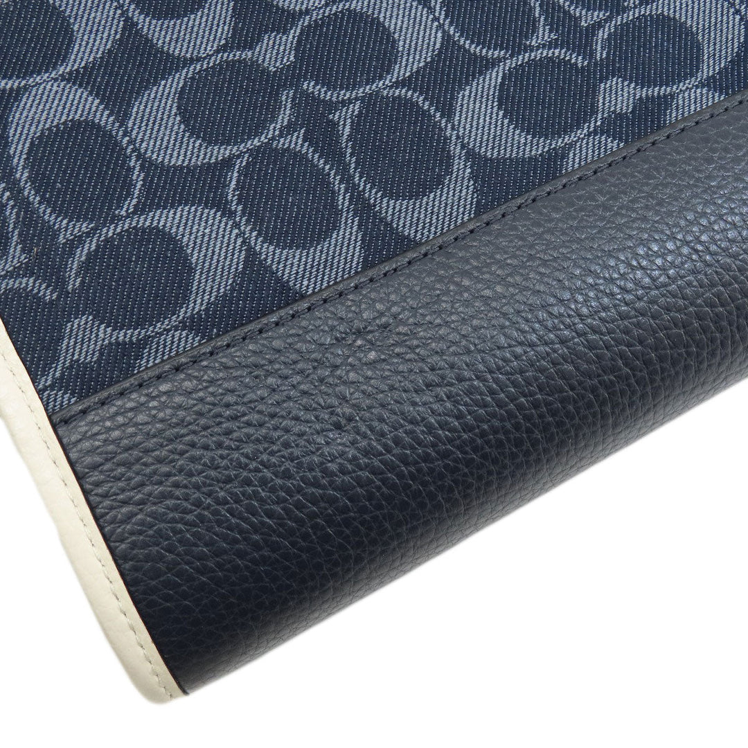 COACH Tote Bag C2827 canvas blue Signature 2WAY Women Used Authentic