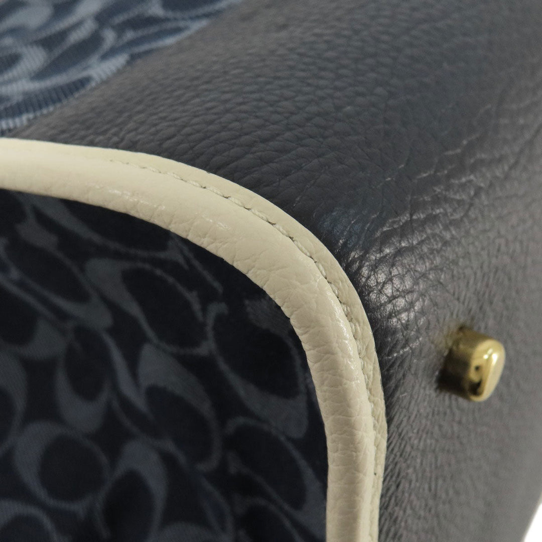COACH Tote Bag C2827 canvas blue Signature 2WAY Women Used Authentic