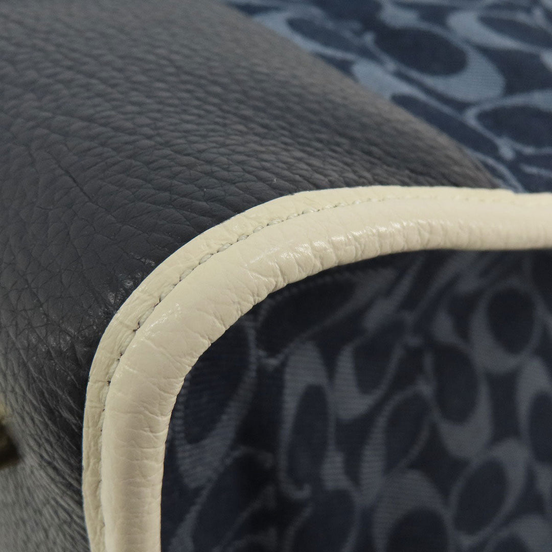 COACH Tote Bag C2827 canvas blue Signature 2WAY Women Used Authentic