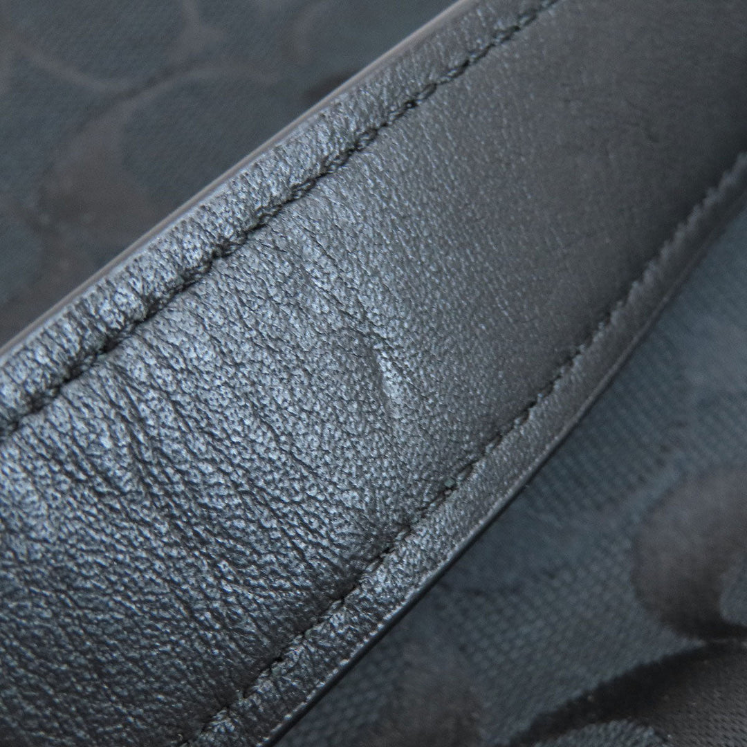 COACH Shoulder Bag 25664 canvas black Signature Women Used Authentic