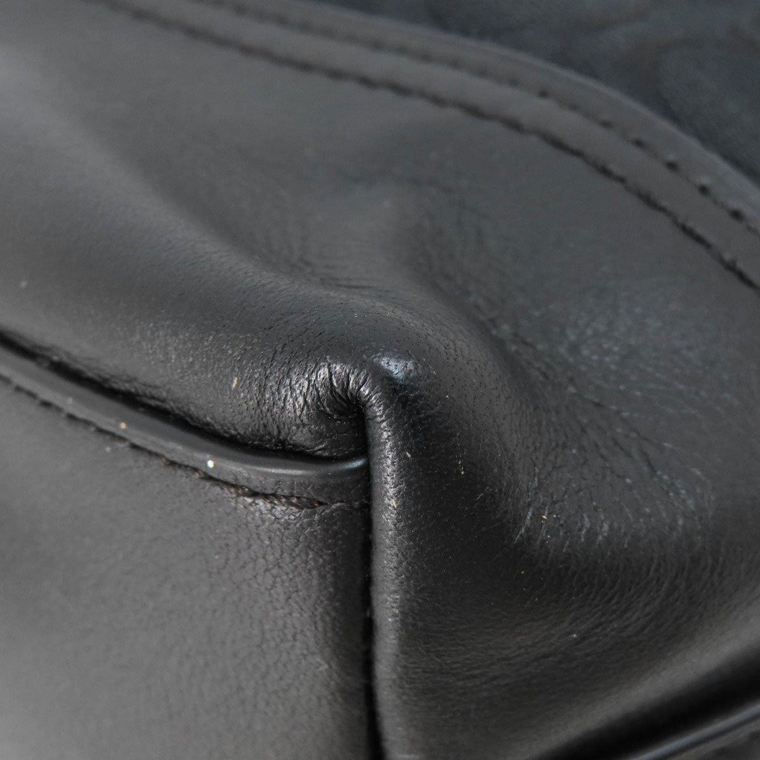 COACH Shoulder Bag 25664 canvas black Signature Women Used Authentic