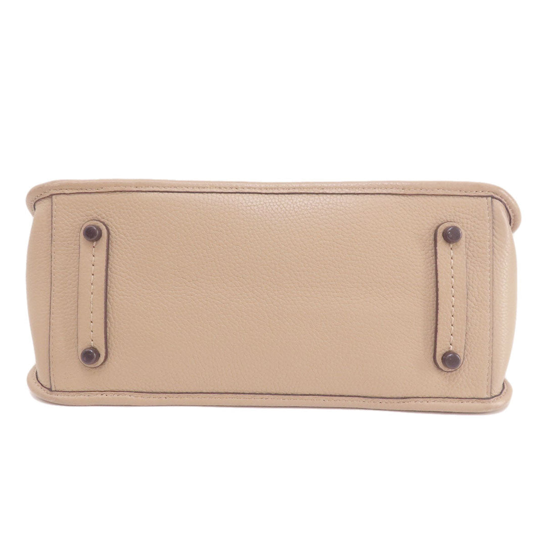 COACH Handbag C3460 leather beige Simple design 2WAY Women Used Authentic