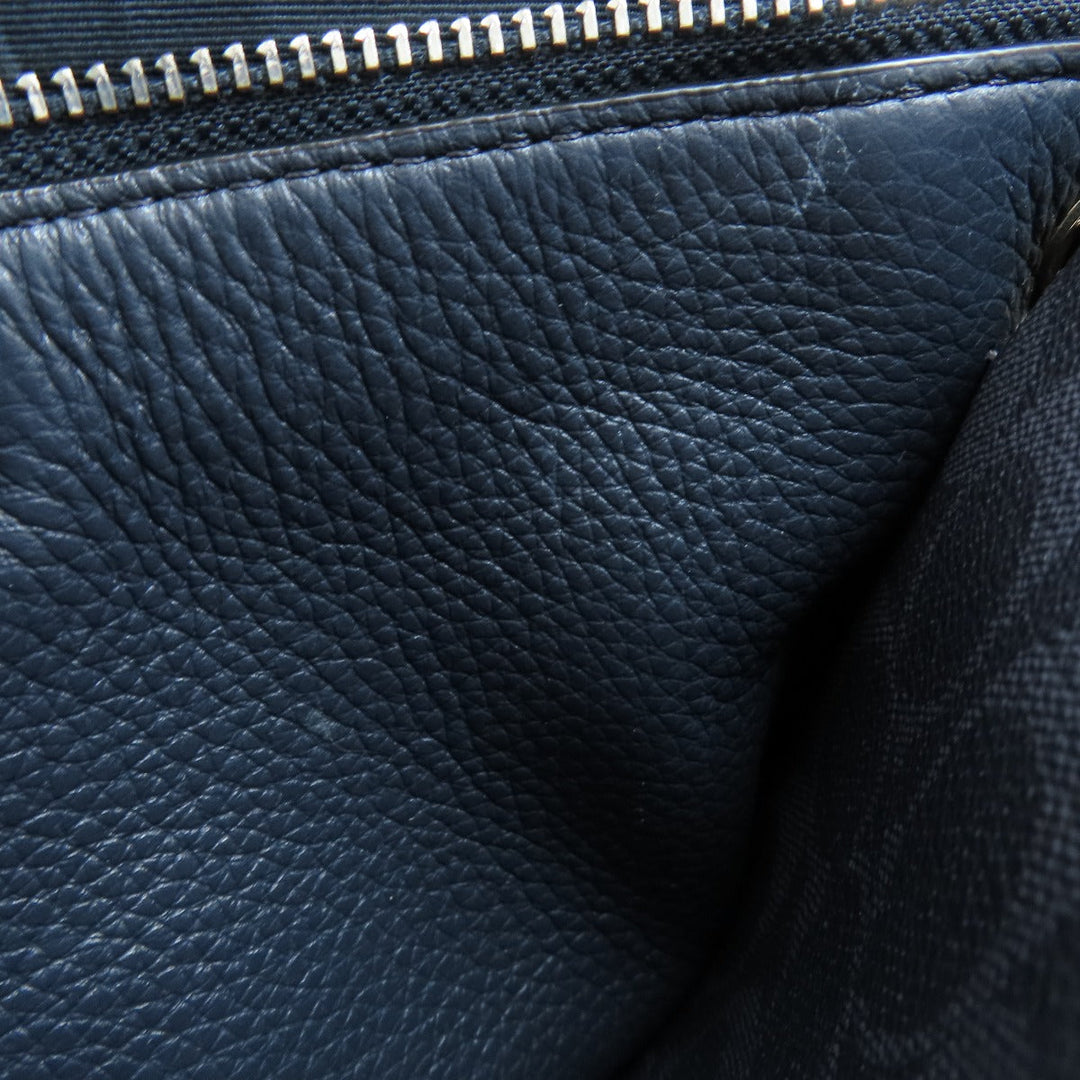 COACH Shoulder Bag 91511 PVC Navy logo Women Used Authentic