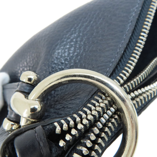 COACH Shoulder Bag 91511 PVC Navy logo Women Used Authentic