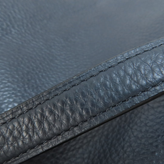 COACH Shoulder Bag 91511 PVC Navy logo Women Used Authentic