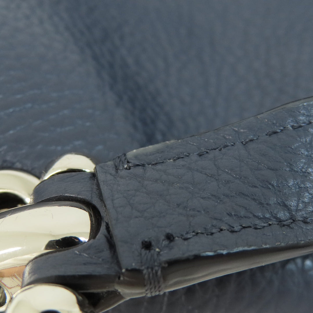 COACH Shoulder Bag 91511 PVC Navy logo Women Used Authentic