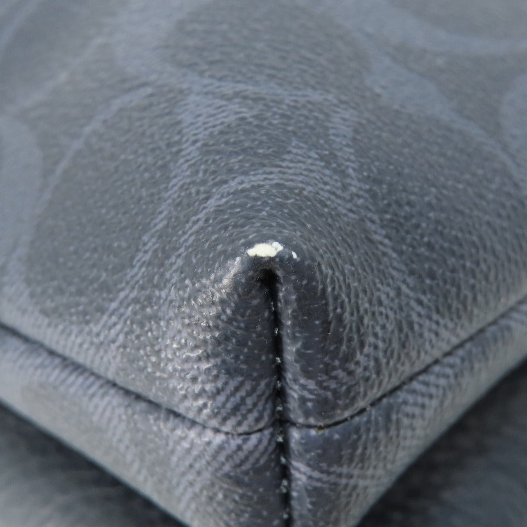 COACH Shoulder Bag 91511 PVC Navy logo Women Used Authentic