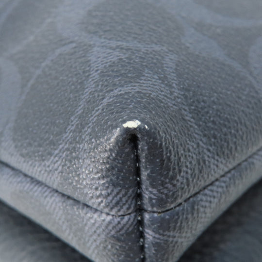 COACH Shoulder Bag 91511 PVC Navy logo Women Used Authentic