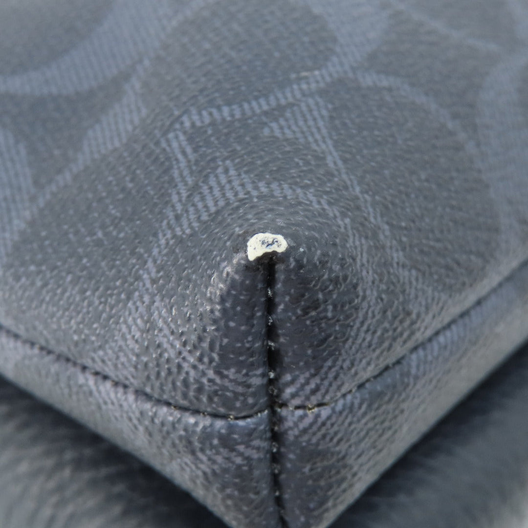 COACH Shoulder Bag 91511 PVC Navy logo Women Used Authentic