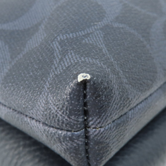 COACH Shoulder Bag 91511 PVC Navy logo Women Used Authentic