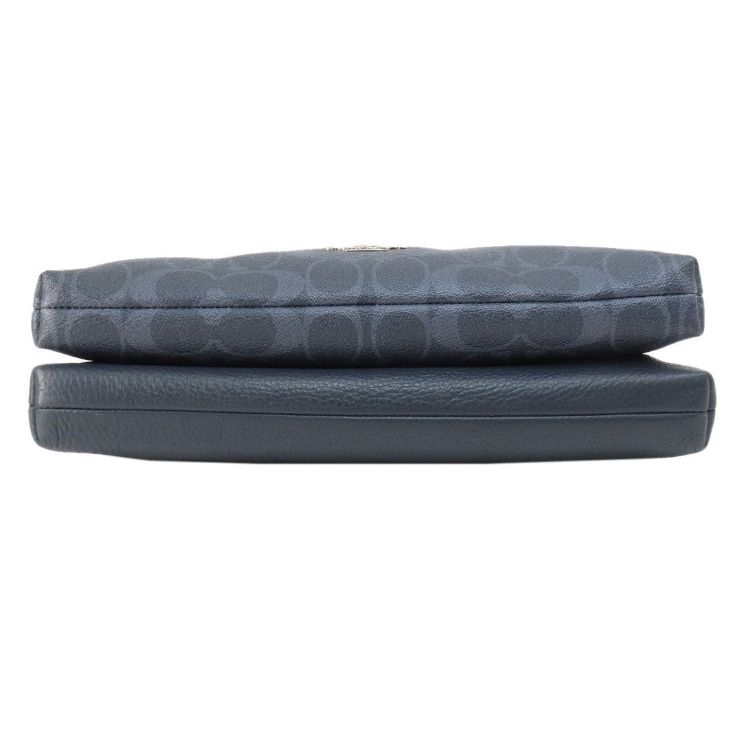 COACH Shoulder Bag 91511 PVC Navy logo Women Used Authentic