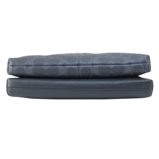 COACH Shoulder Bag 91511 PVC Navy logo Women Used Authentic