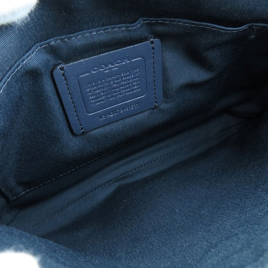 COACH Shoulder Bag 91511 PVC Navy logo Women Used Authentic