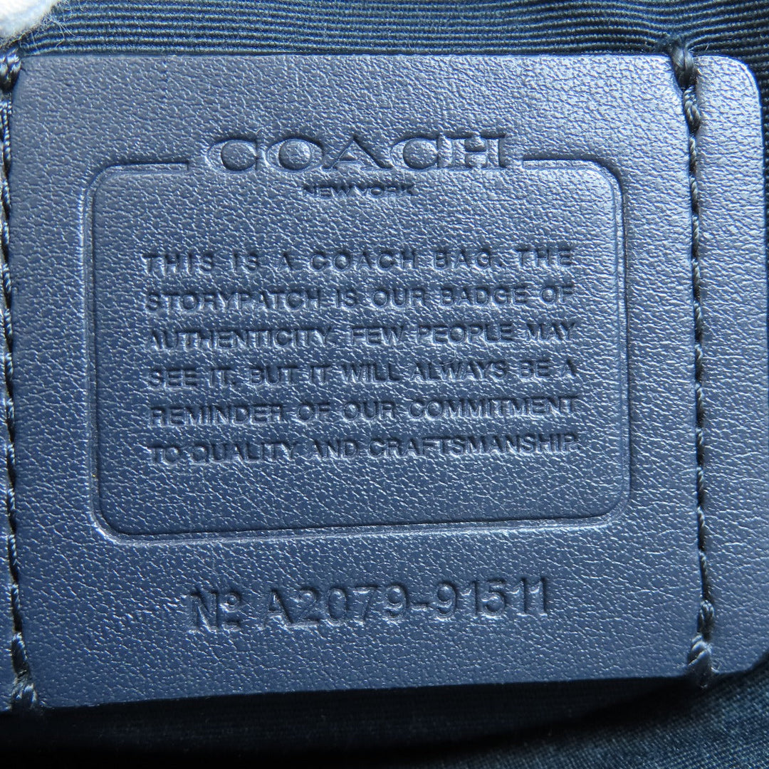 COACH Shoulder Bag 91511 PVC Navy logo Women Used Authentic