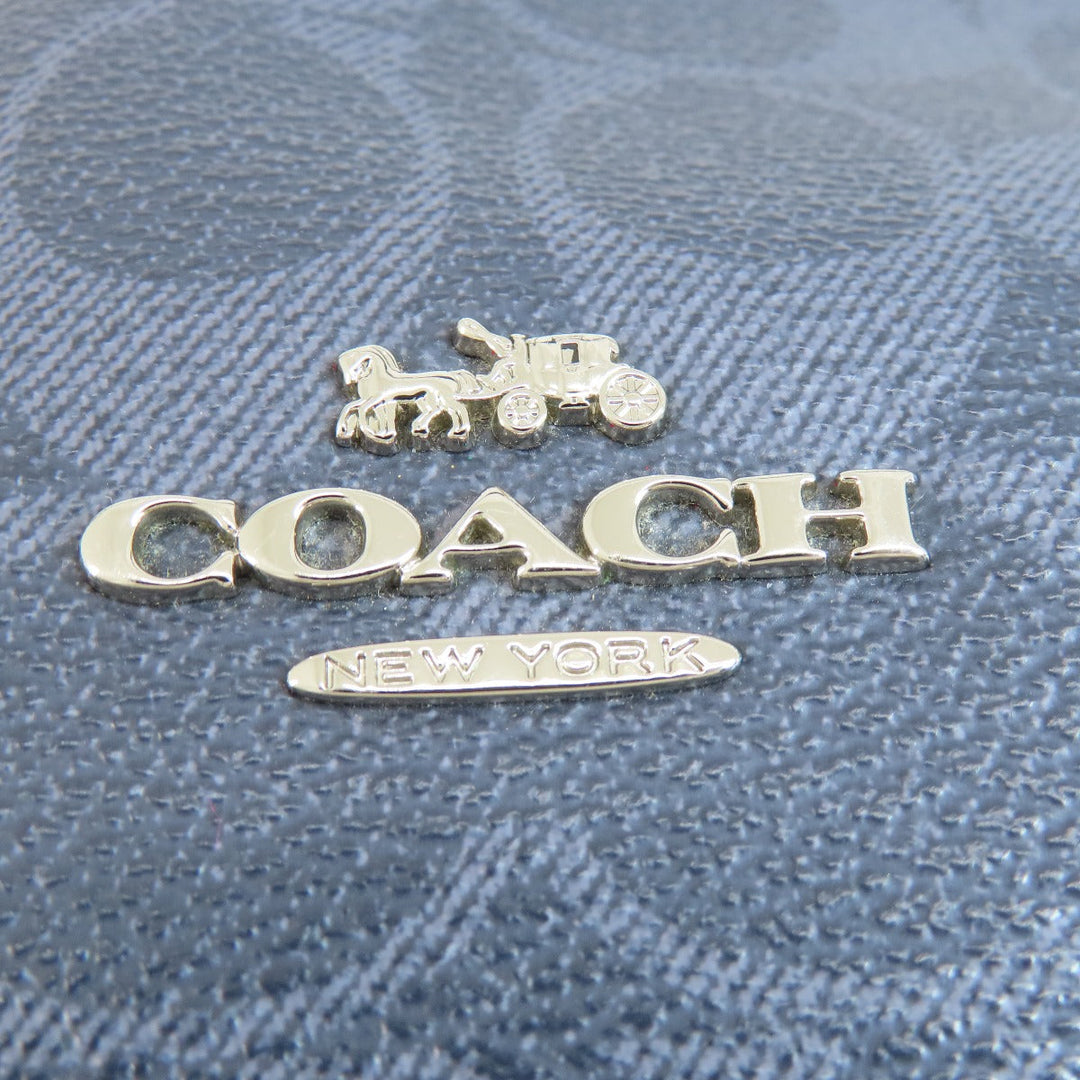 COACH Shoulder Bag 91511 PVC Navy logo Women Used Authentic