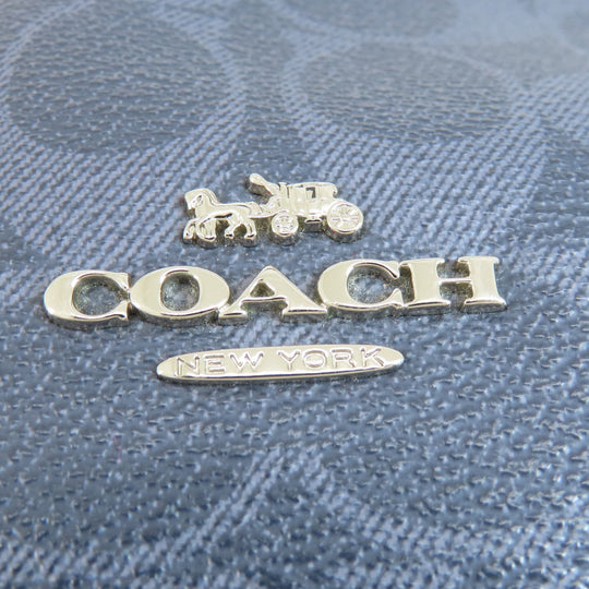 COACH Shoulder Bag 91511 PVC Navy logo Women Used Authentic