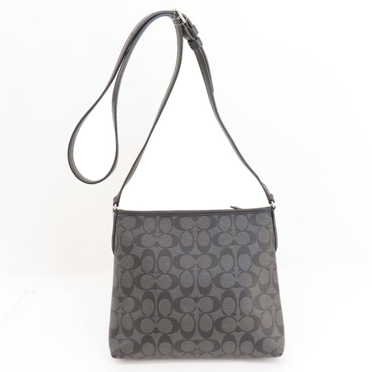 COACH Shoulder Bag F29210 PVC black Signature Women Used Authentic