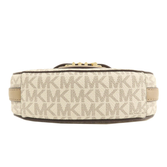 MICHAEL KORS Shoulder Bag Leather, Coated Canvas Brown MK signature Women Used Authentic