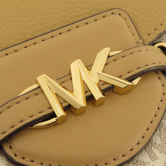 MICHAEL KORS Shoulder Bag Leather, Coated Canvas Brown MK signature Women Used Authentic