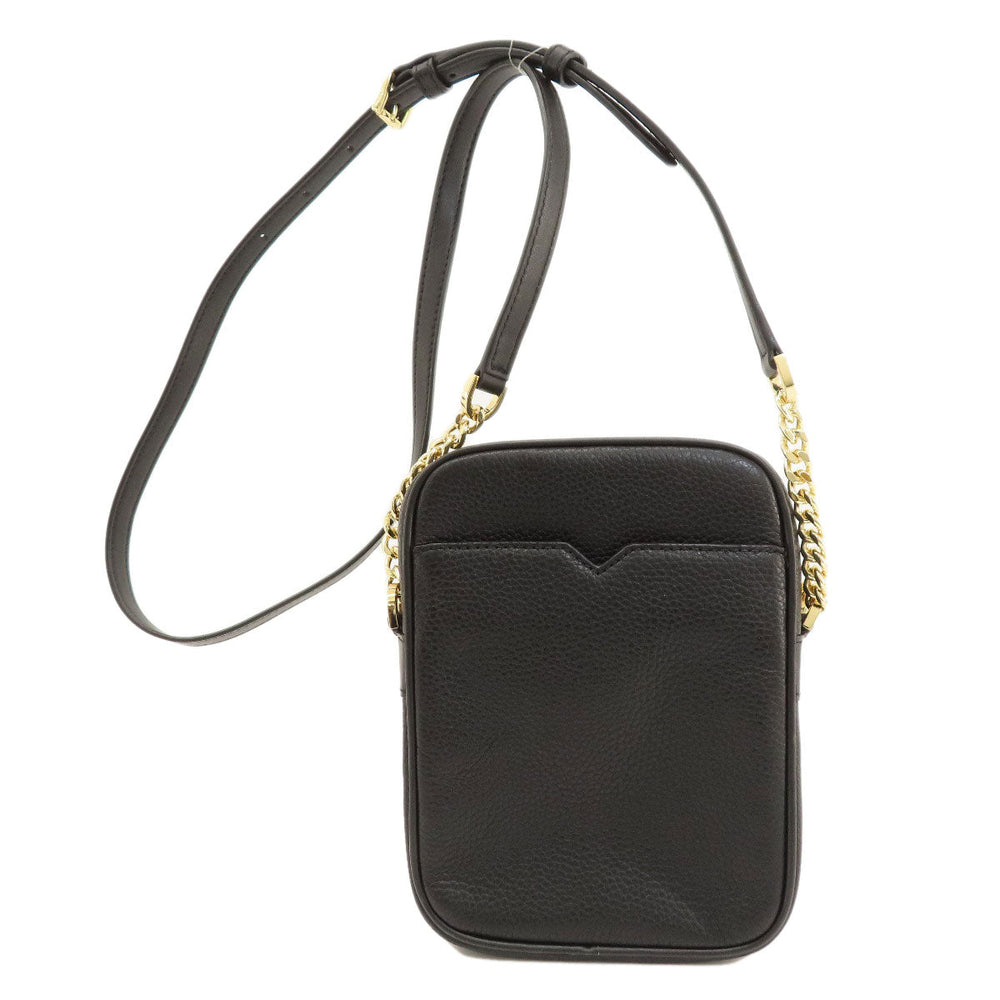MICHAEL KORS Shoulder Bag leather black logo Women Used Authentic