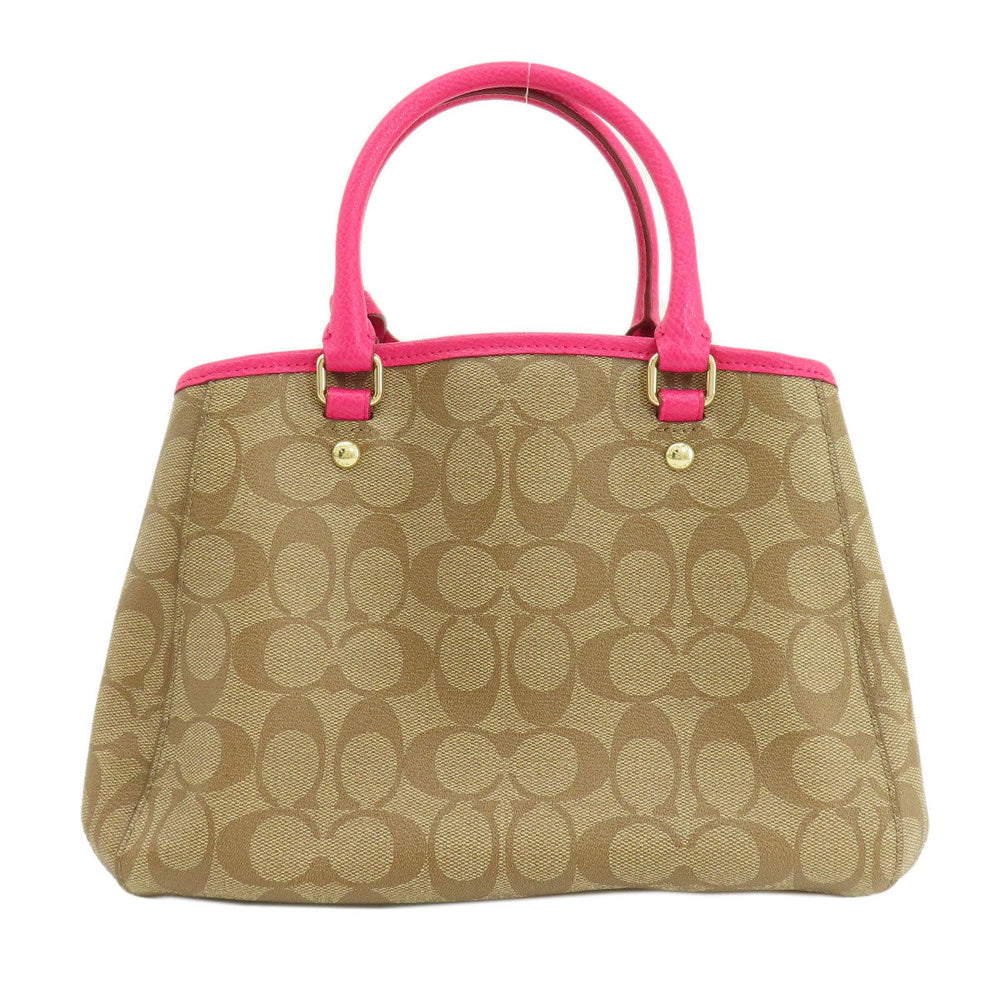 COACH Handbag F34605 PVC Brown Signature 2WAY Women Used Authentic